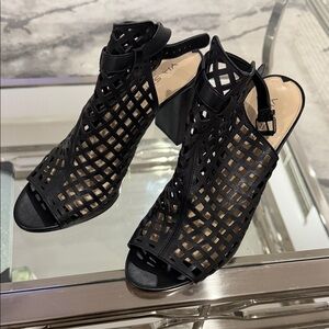 Via Spiga Black Cutout Heeled Sandals